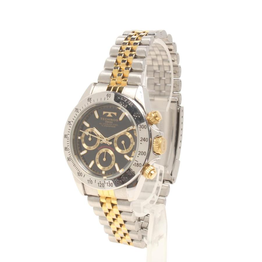テクノス 腕時計 クオーツ ブラック TGM615 メンズ TECHNOS 中古