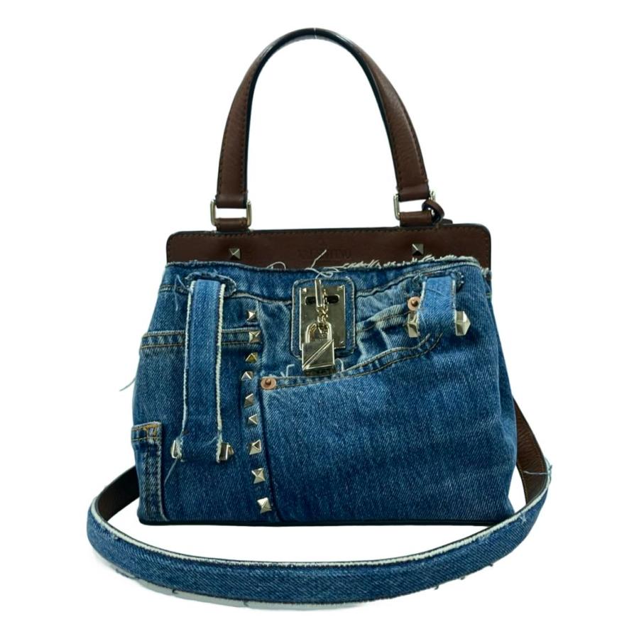 ヴァレンティノ 2wayハンドバッグ ショルダーバッグ デニム スタッズ