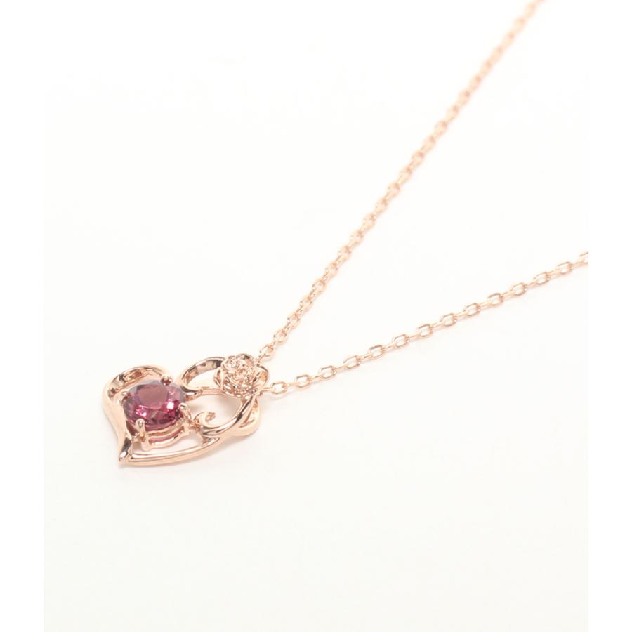 美品 ネックレス K10 ロードライトガーネット ハートモチーフ 