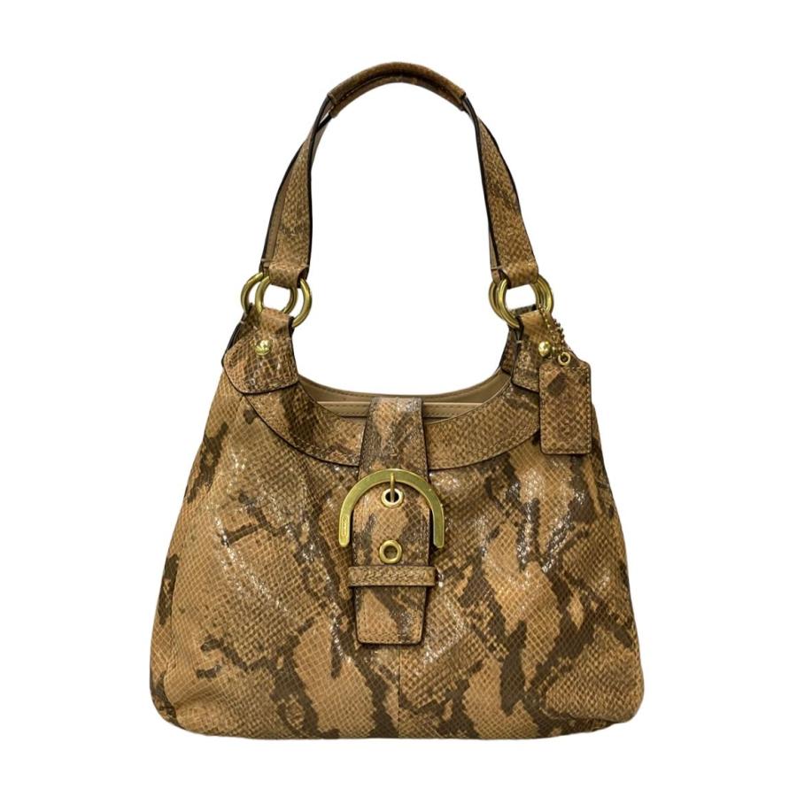 美品 コーチ トートバッグ ショルダーバッグ 肩掛け パイソン柄 F17419