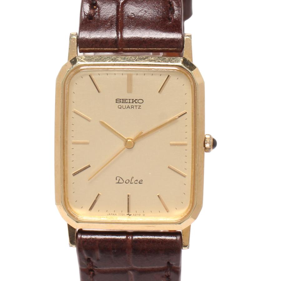 Vintage SEIKO Dolce 7731-5040 高級和紙調文字盤 電池交換済 美品】SEIKO DOLCE 腕時計 ゴールド 7731-5040 Vintage
