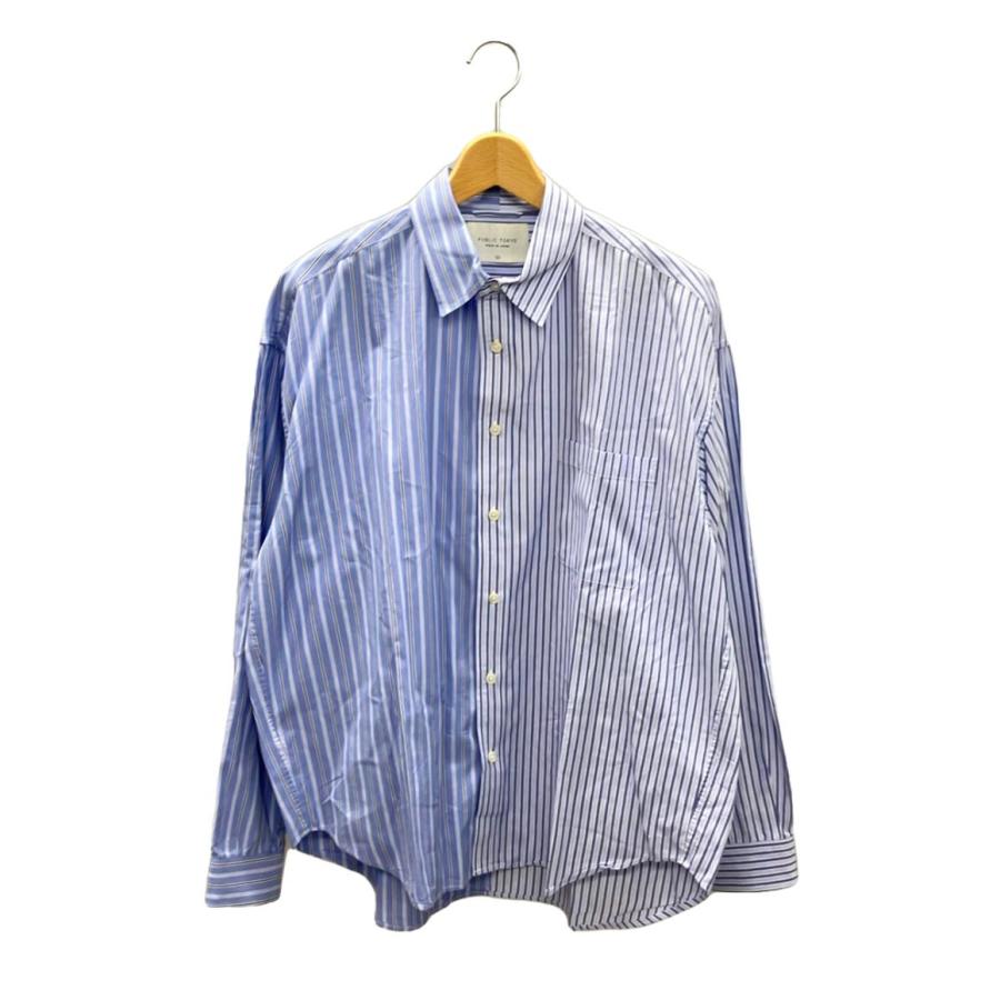 【新品タグ付き】パブリックトウキョウ　ストライプ 長袖シャツ ベージュ 美品 パブリックトウキョウ 長袖シャツ ストライプ メンズ SIZE 2 (M