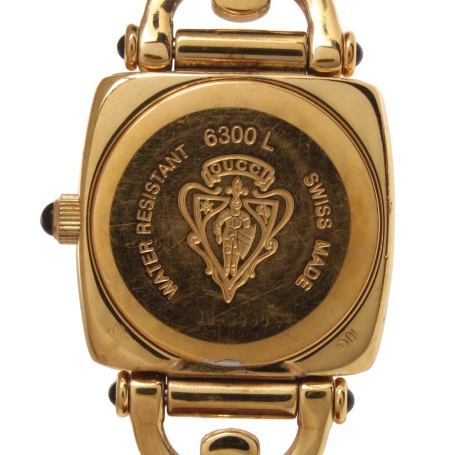 GUCCI グッチ クォーツ レディース腕時計 6300L 箱付き GUCCI グッチ 時計 ホースビット レディース ゴールド 黒文字盤