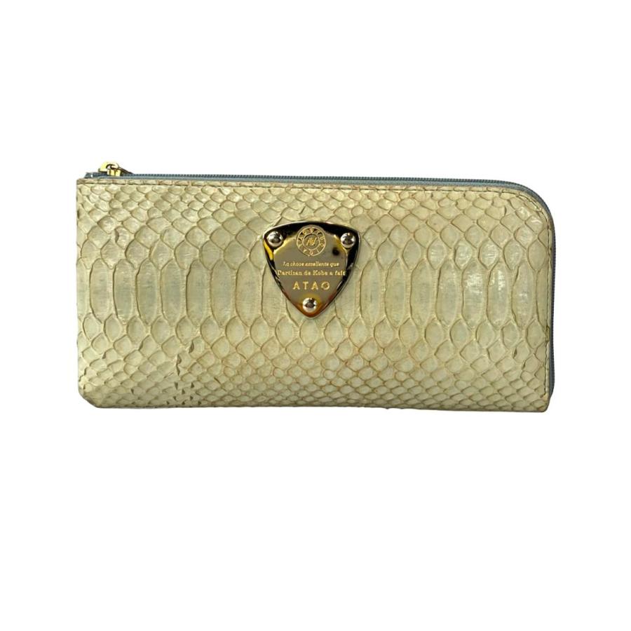 美品 アタオ L字ファスナー長財布 パイソン レディース ATAO 中古