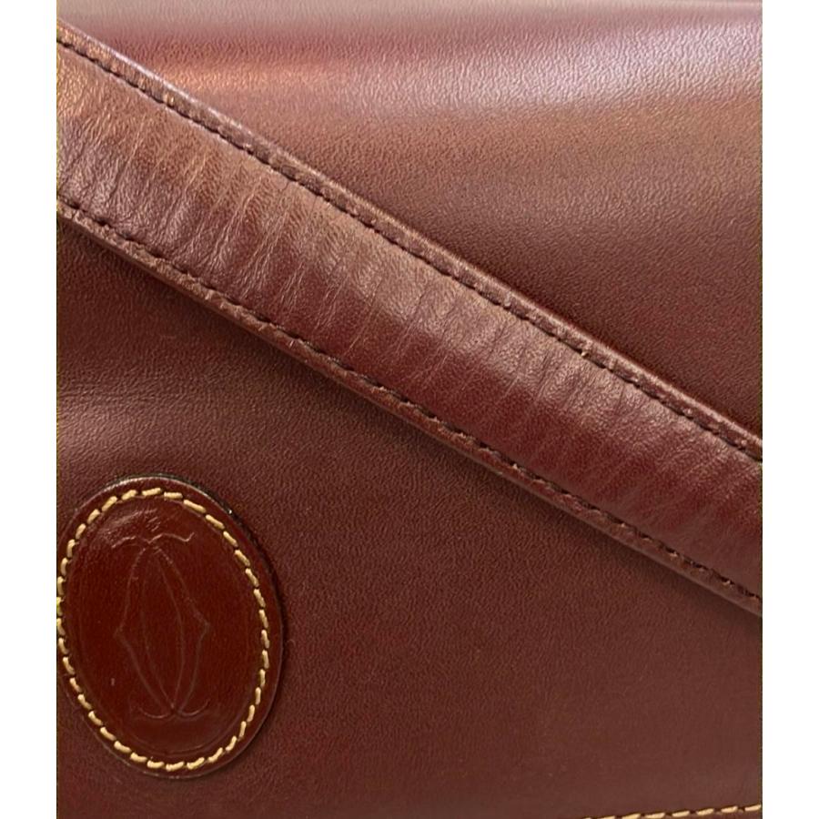 CARTIER マストライン ショルダーバッグ レザー ボルドー レッド系 