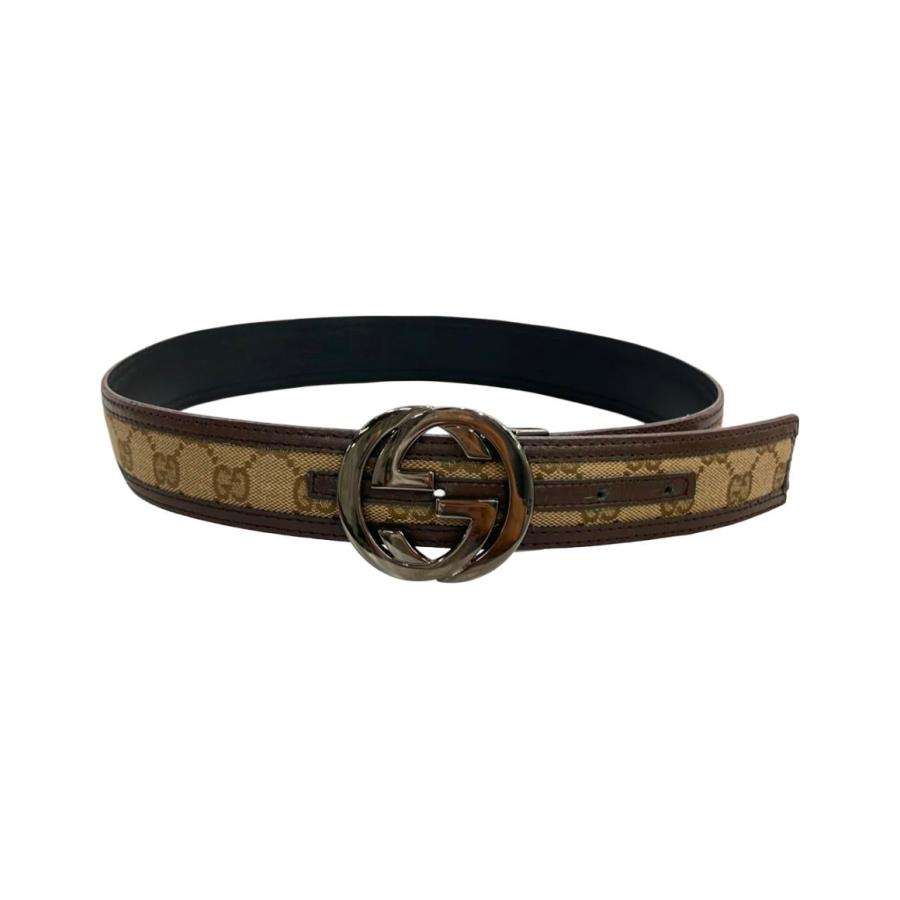 グッチ ベルト レザー インターロッキング GGキャンバス メンズ GUCCI