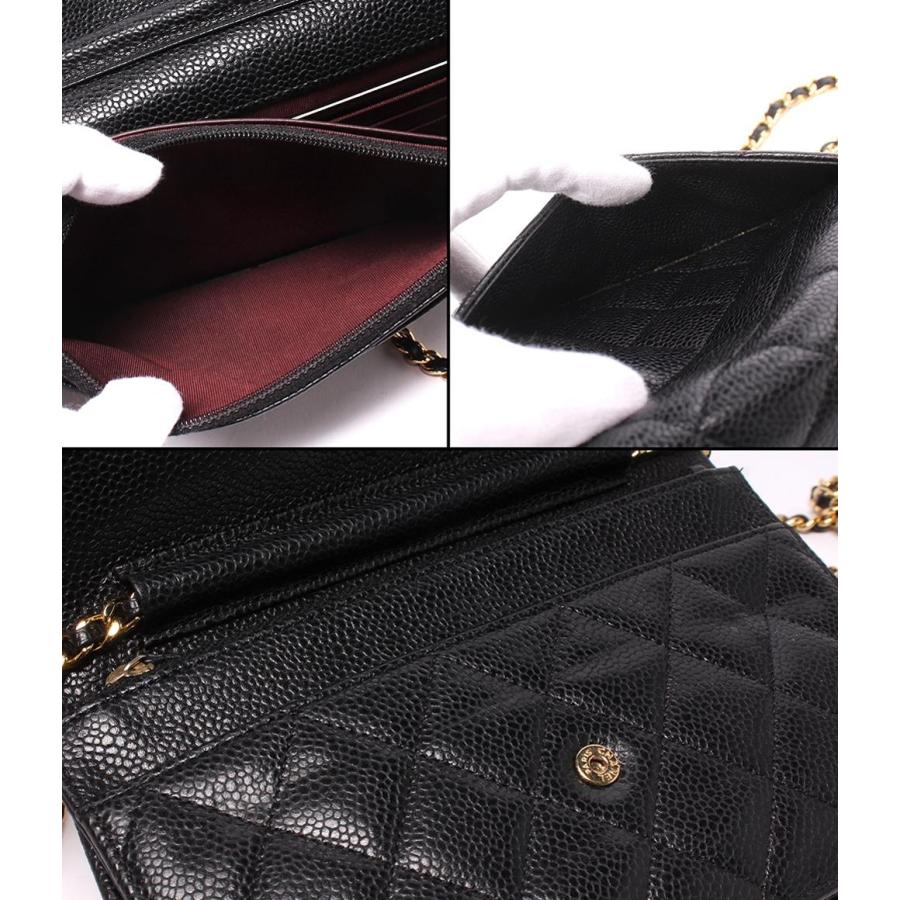 シャネル チェーンウォレット チェーンショルダーバッグ ゴールド金具 キャビアスキン マトラッセ レディース CHANEL シャネル チェーンウォレット チェーンショルダーバッグ ゴールド金具