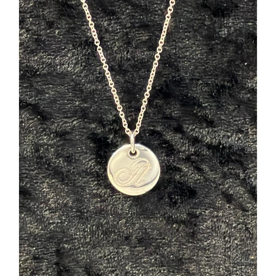 美品 ティファニー ネックレス SV925 イニシャルA プレート ラウンド