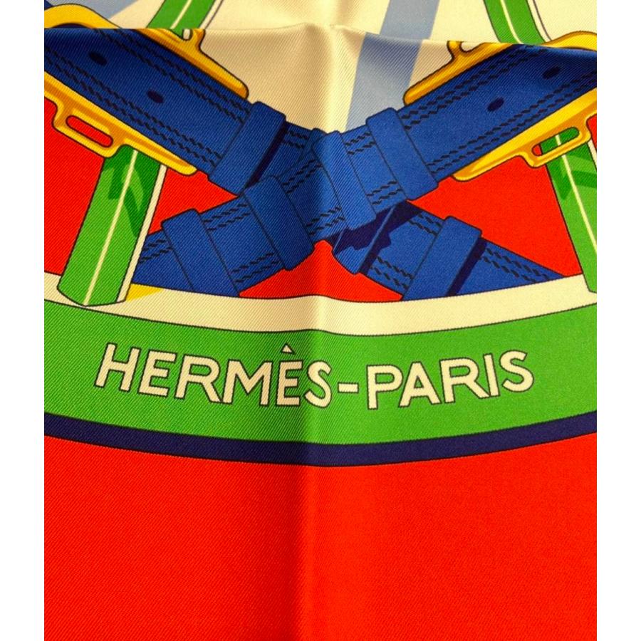 美品 エルメス スカーフ カレ90 シルク100% 自由への車輪 En Roue