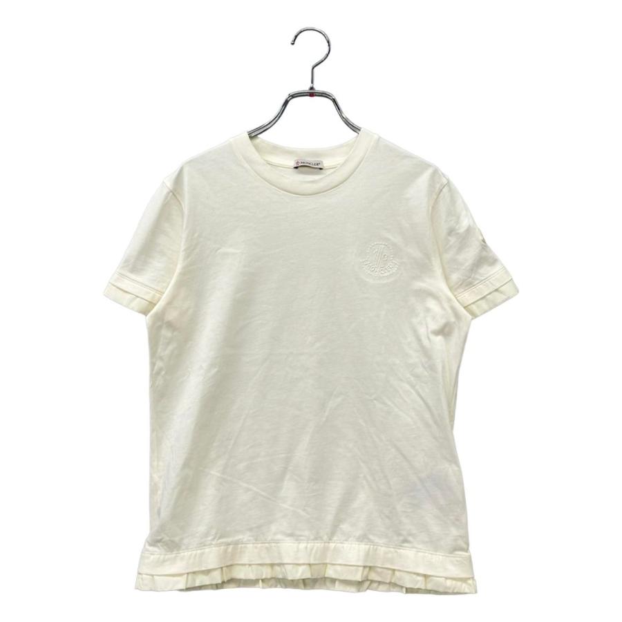 未使用 モンクレール　フリル 袖　Tシャツ 美品 モンクレール 裾フリル半袖Tシャツ レディース SIZE XS MONCLER