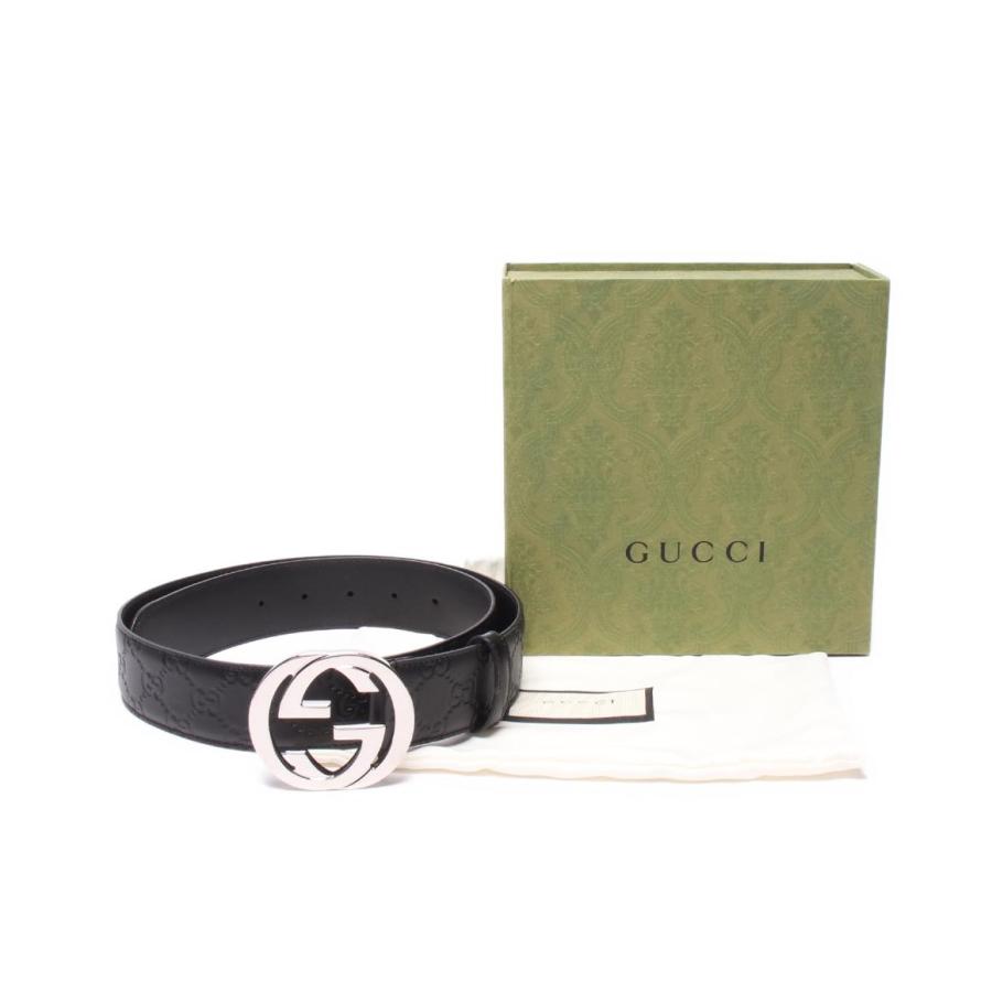 ️ 美品‼️グッチGUCCI✨インターロッキング レザーベルト メンズ 美品 グッチ ベルト インターロッキングG シグネチャー レザー