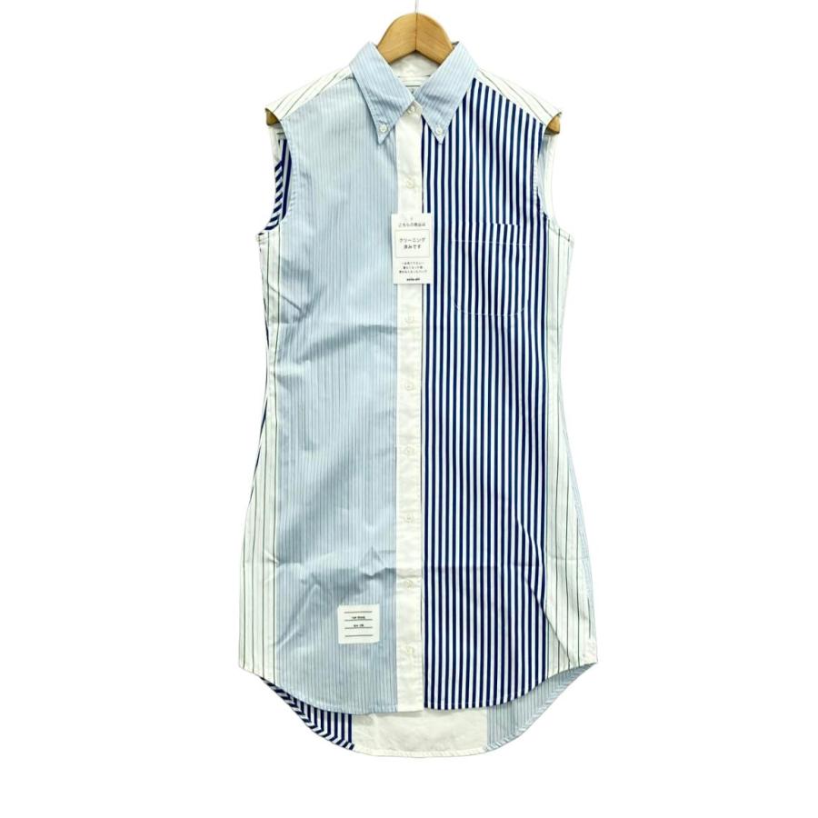 みえこトムブラウン ストライプ ノースリーブ シャツワンピース THOM BROWNE トムブラウン ストライプ ノースリーブ シャツワンピース