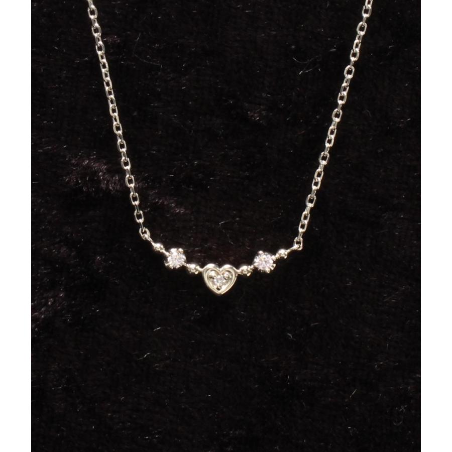 美品　4℃ ネックレス 美品 ヨンドシー ネックレス SV ダイヤ ピンクトルマリン ハート