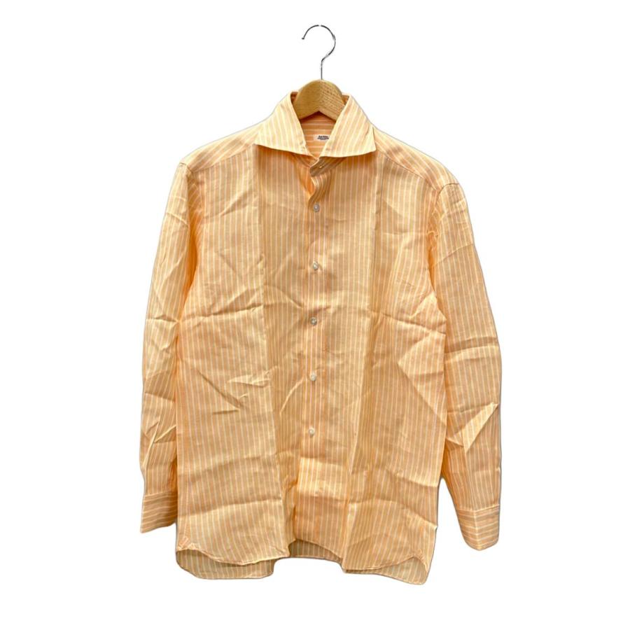Barba バルバ リネンシャツ長袖 38 ストライプ 美品 バルバ リネンストライプ長袖シャツ メンズ SIZE 38 (M
