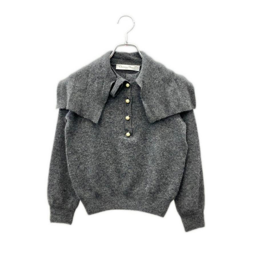 クリスチャンディオール 長袖ニット カシミヤ100% パールボタン