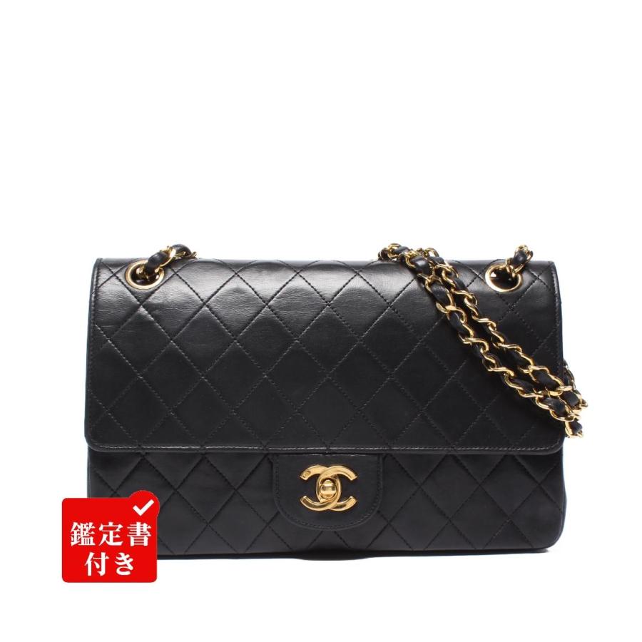シャネル チェーンショルダーバッグ ゴールド金具 ラムスキン ダブル