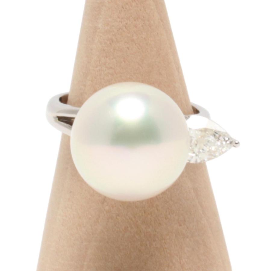美品 リング 指輪 PT900 南洋パール 13.7mm ダイヤ 1.01ct レディース