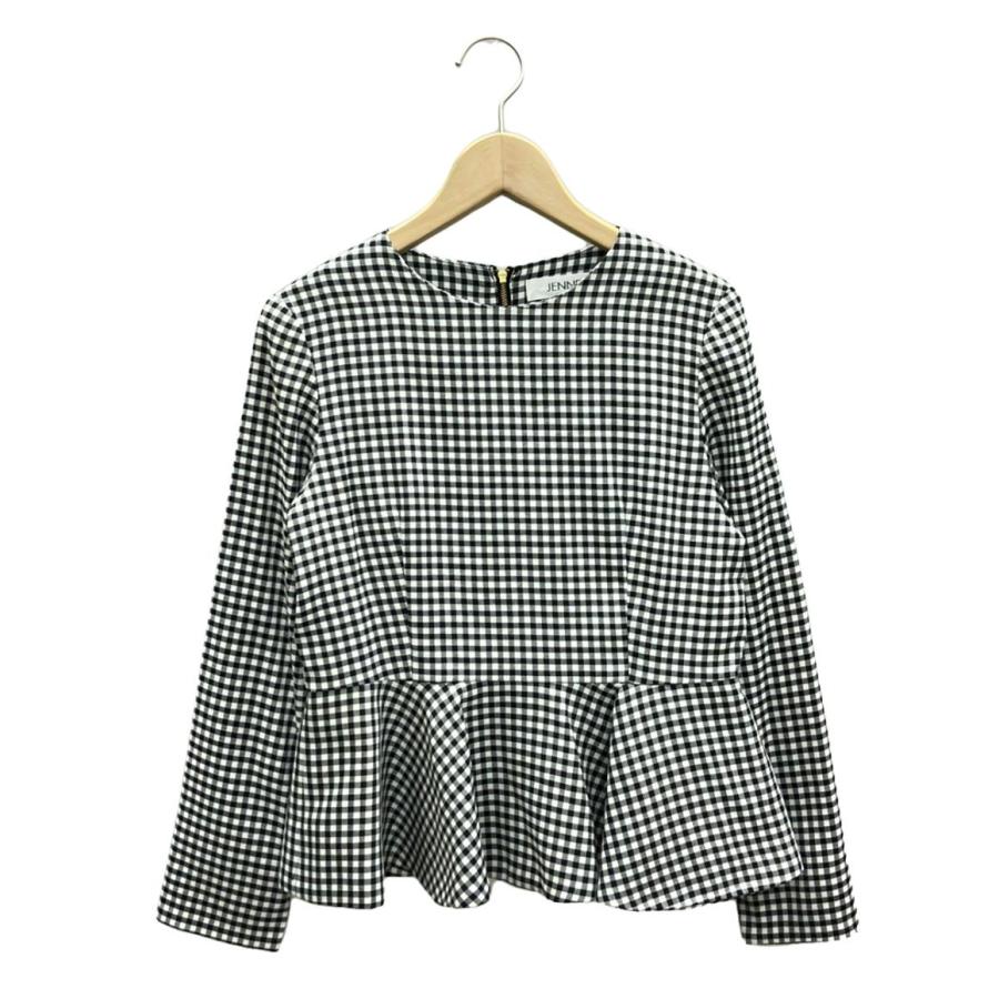 タグ付き未使用 ジェンヌ ペプラムブラウスギンガムチェック サイズL 美品 ジェンヌ ギンガムチェックぺプラムブラウス レディース