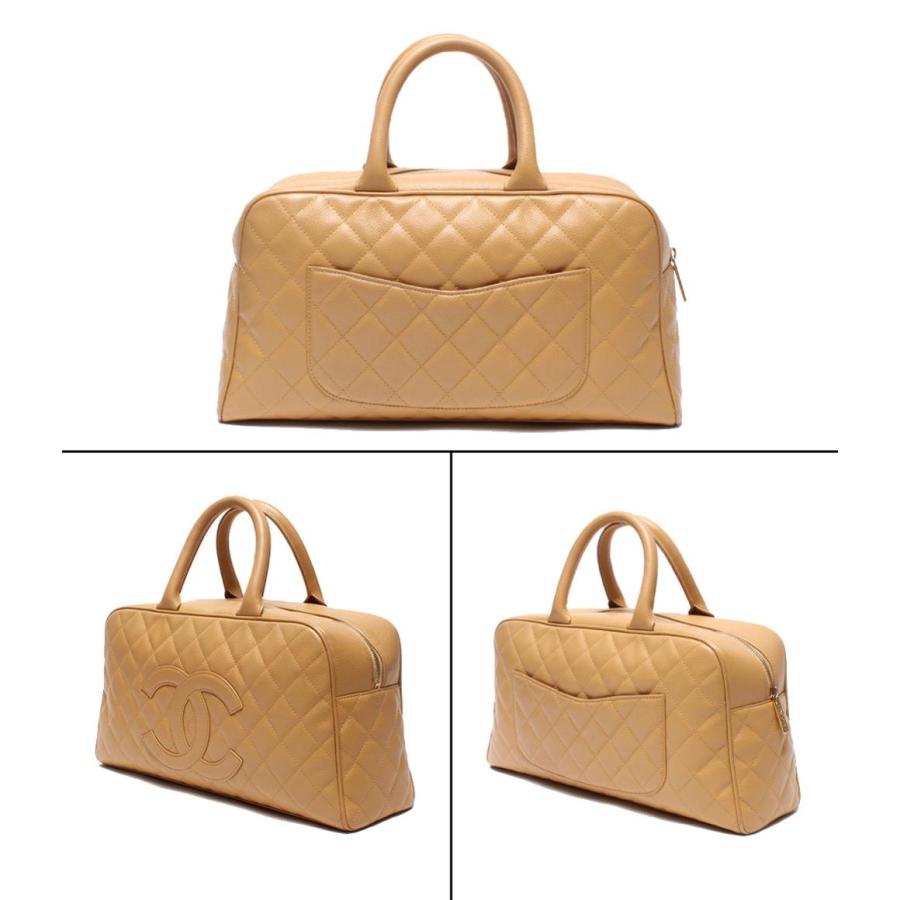 CHANEL シャネル　キャビアスキン　ボストンバッグ　マトラッセ　ゴールド金具 シャネル ハンドバッグ ゴールド金具 マトラッセ ボーリングバッグ