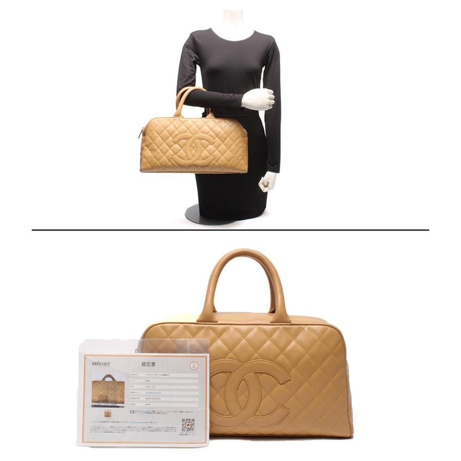 CHANEL シャネル　キャビアスキン　ボストンバッグ　マトラッセ　ゴールド金具 シャネル ハンドバッグ ゴールド金具 マトラッセ ボーリングバッグ