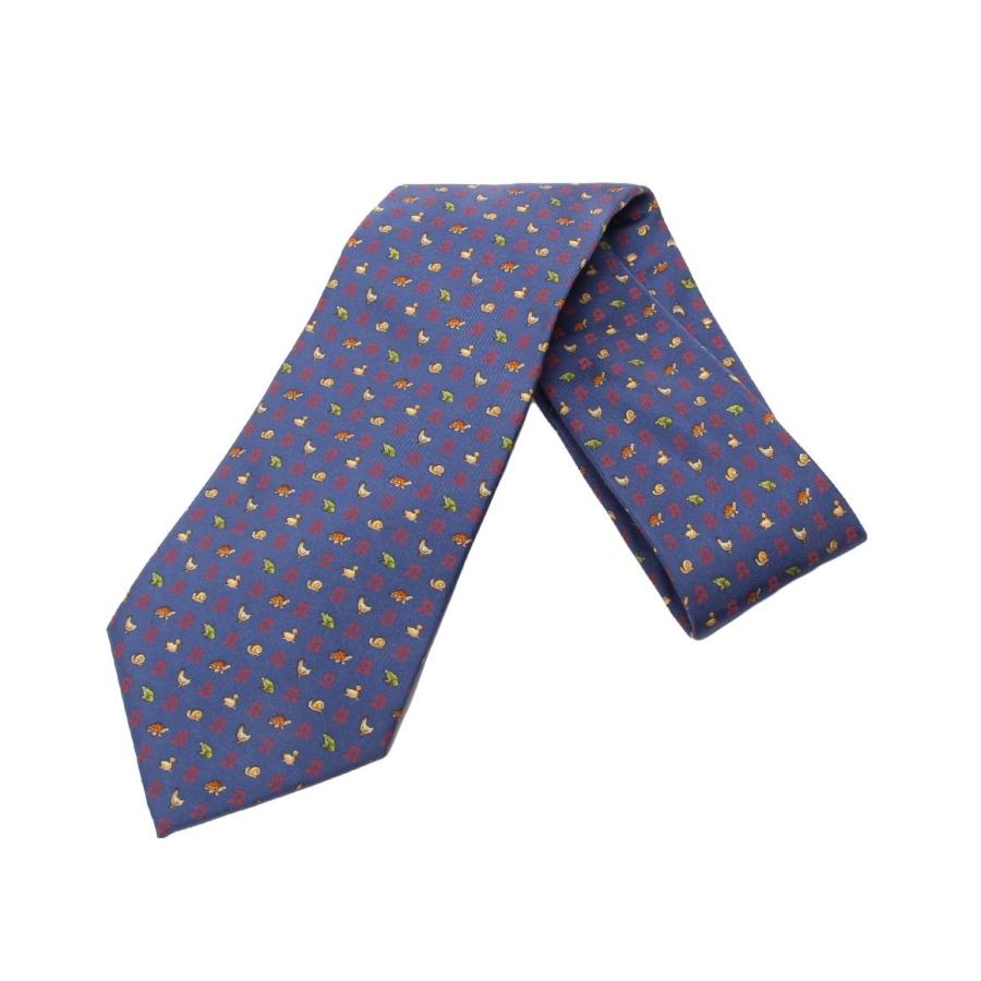 美品 サルヴァトーレフェラガモ ネクタイ レジメンタル ストライプ 紺 赤