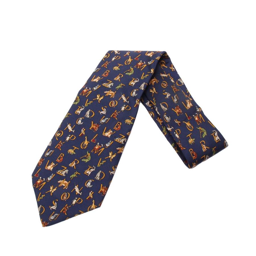 サルヴァトーレフェラガモ ネクタイ シルク100％ 動物柄 Salvatore  