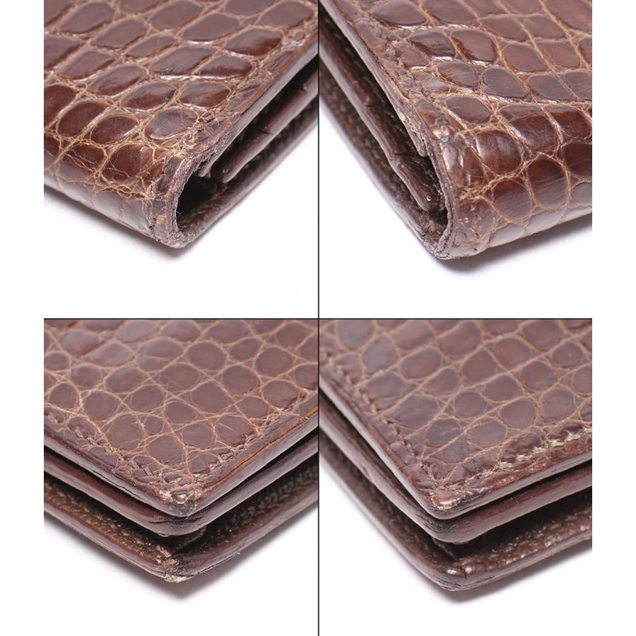 エルメス 長財布 □P刻印 シルバー金具 クロコダイル アリゲーター ベアンスフレ レディース メンズ HERMES 中古の画像