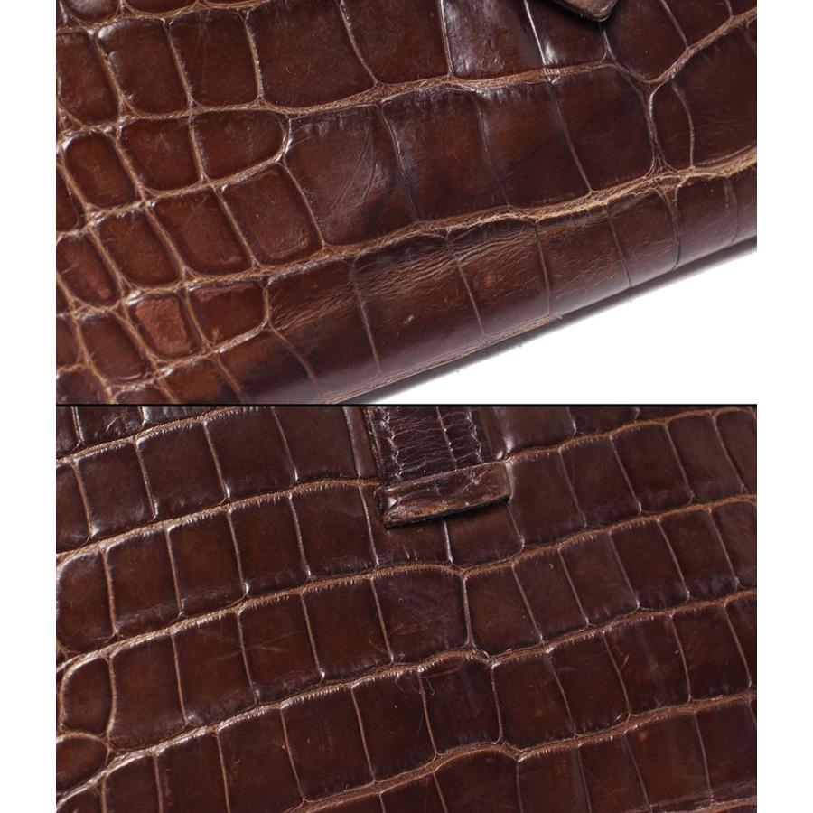 エルメス 長財布 □P刻印 シルバー金具 クロコダイル アリゲーター ベアンスフレ レディース メンズ HERMES 中古の画像