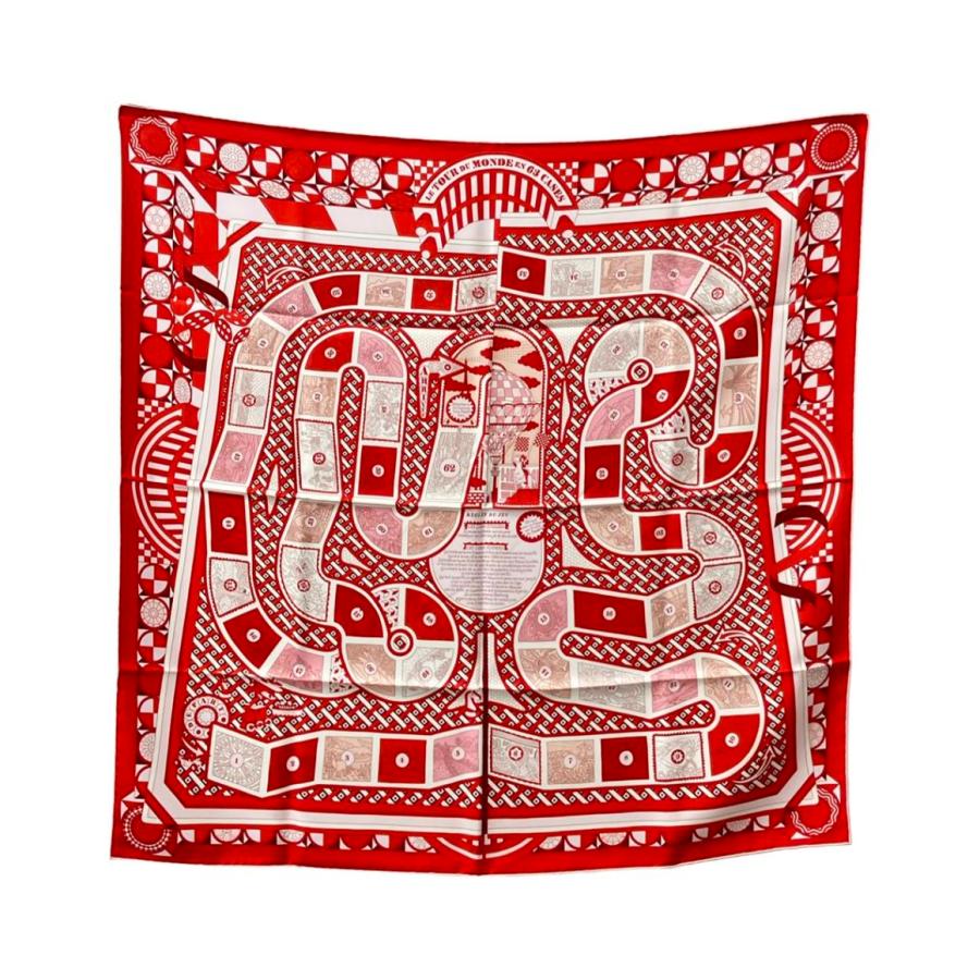 希少エルメス　HERMES　スカーフ「 カレ 」63マスの世界旅行 新品　未使用 HERMES】エルメス『カレ90 63マスの世界旅行 LE TOUR DU MONDE