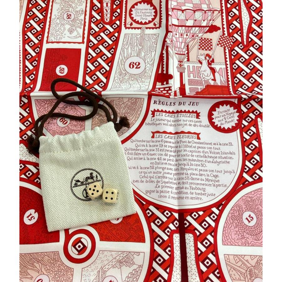 美品 エルメス スカーフ カレ90 シルク100% 63マスの世界旅行 LE