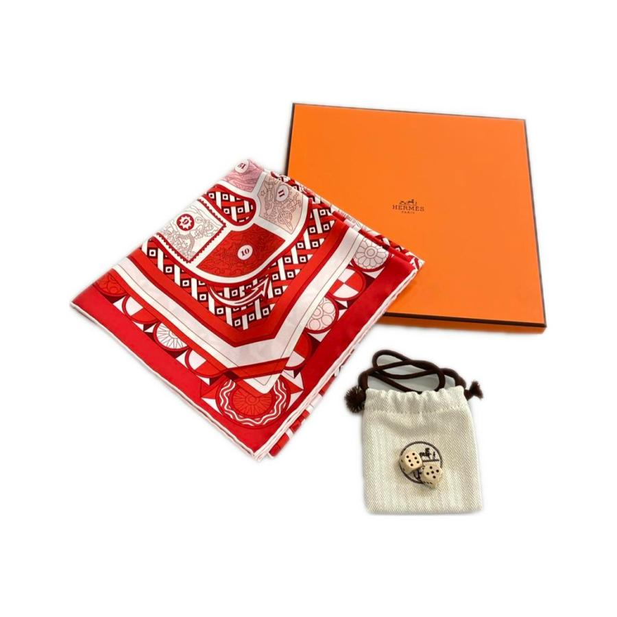 美品 エルメス スカーフ カレ90 シルク100% 63マスの世界旅行 LE