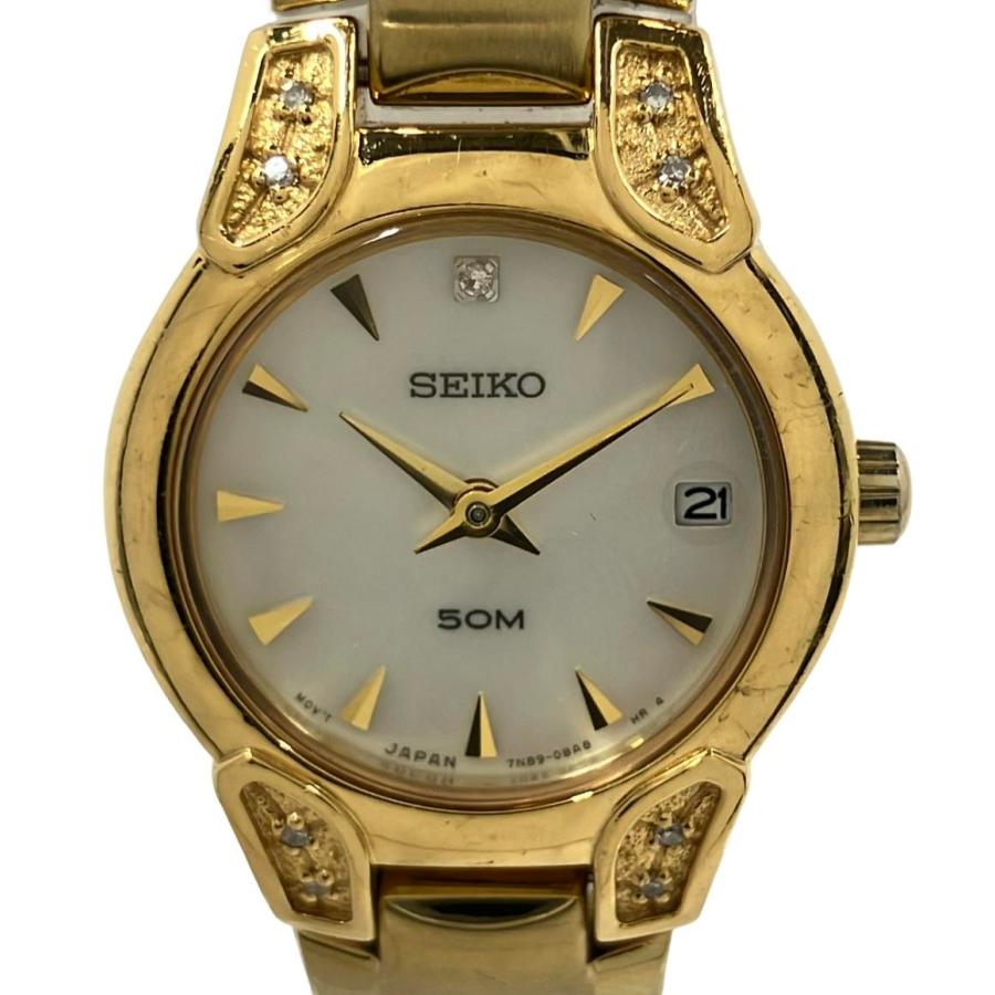 セイコー 腕時計 クオーツ シルバー 7N89-0AT0 レディース SEIKO 中古