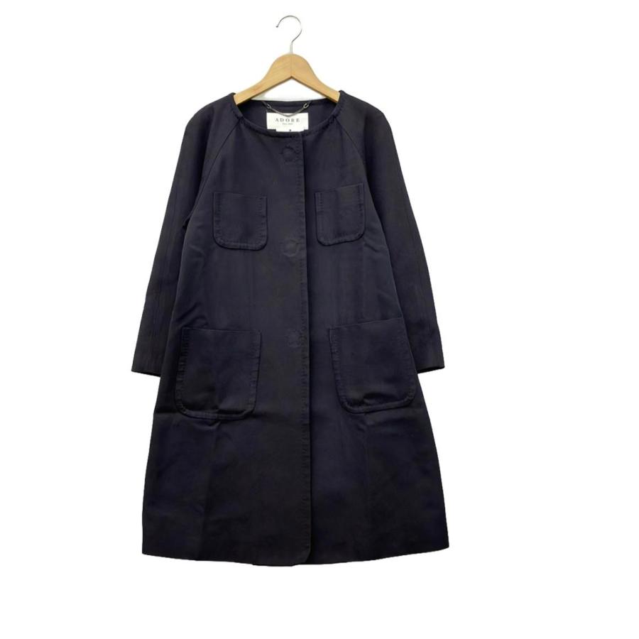 近年【美品✨】アドーア　ボンディングノーカラーコート ベージュ 36 アドーア ノーカラーコート レディース SIZE 36 (XS) ADORE 中古