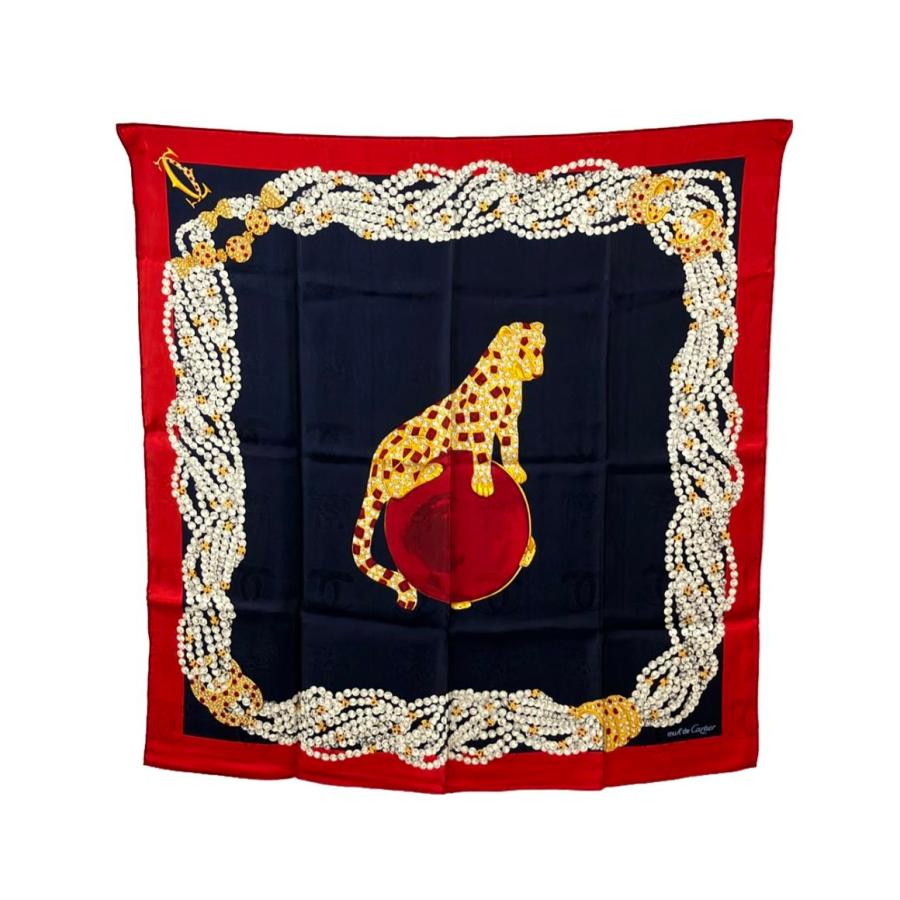 美品 カルティエ スカーフ シルク100% レディース CARTIER 中古
