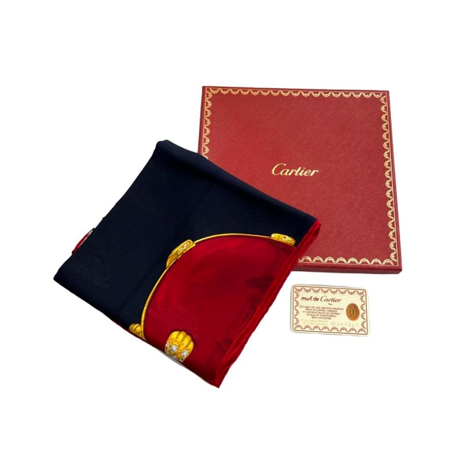 美品 カルティエ スカーフ シルク100% レディース CARTIER 中古