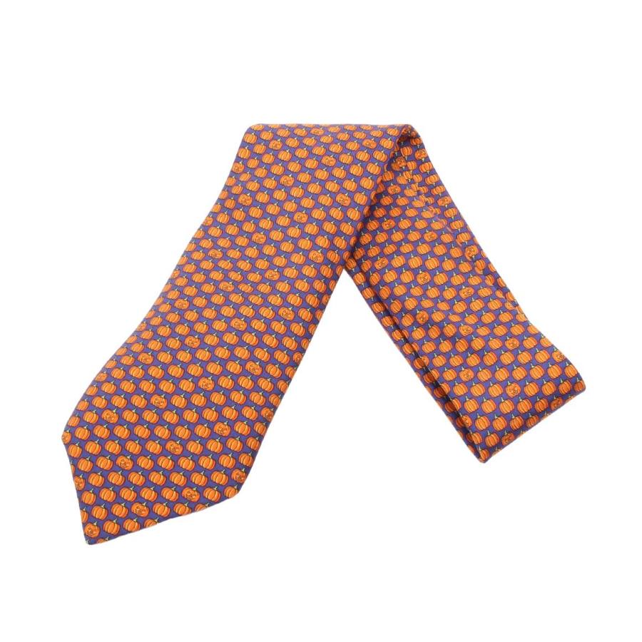 HERMES エルメス ネクタイ シルク100％ パンプキン柄 エルメス ネクタイ シルク100％ パンプキン柄 メンズ HERMES