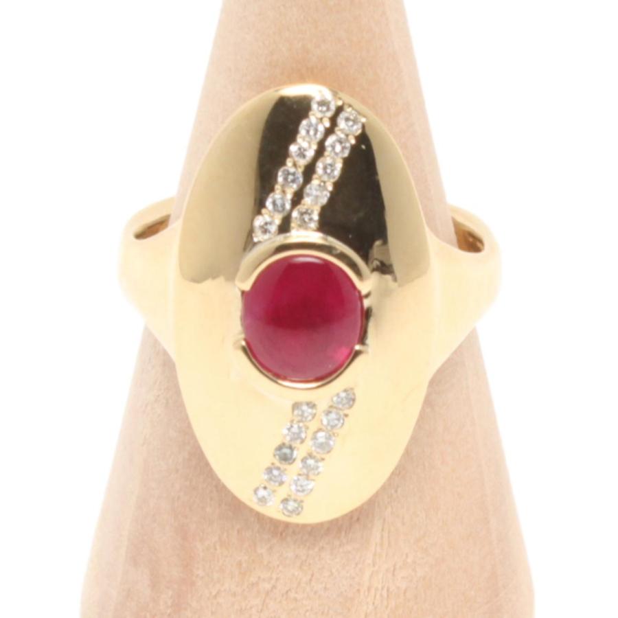 美品 リング 指輪 K18 ルビー 1.34ct ダイヤ 0.18ct レディース SIZE