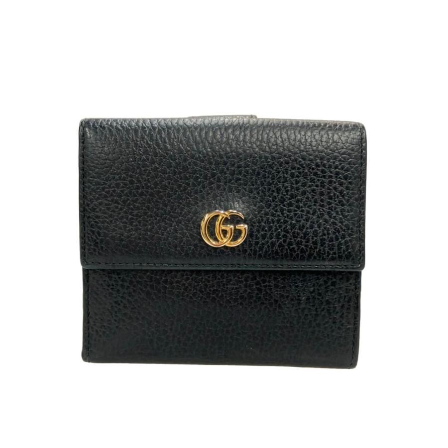 ✨極上美品・箱付✨　GUCCI グッチ　スモールウォレット　マーモント　ダブルG グッチ ダブルホック 二つ折り財布 コンパクトウォレット レザー GG
