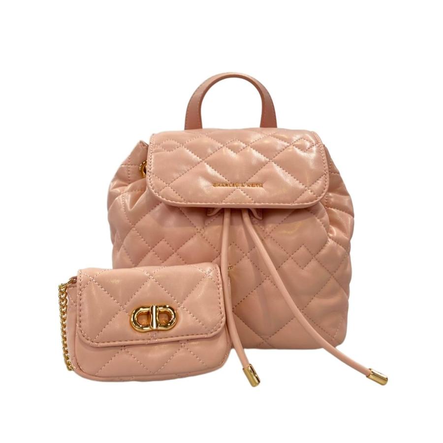Charles & Keith 巾着型 リュック ピンクベージュ チャールズ＆キース リュック レディース CHARLES＆KEITH 中古