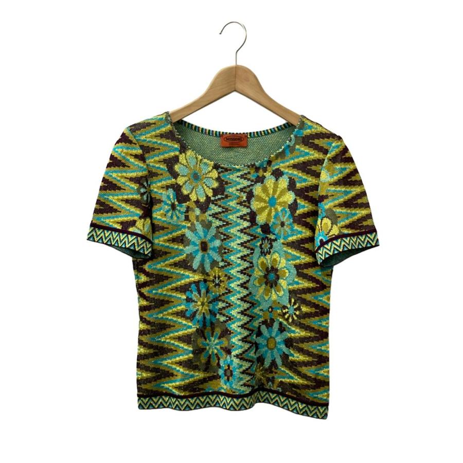 MISSONI ミッソーニ  総柄 半袖ニットセーター/ 42 3072 MISSONI ミッソーニ 総柄 ニット トップス イタリア製 半袖