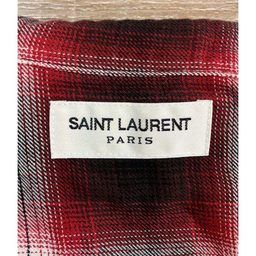 サンローラン 15AW レギュラーカラーチェックシャツ 398063 メンズ