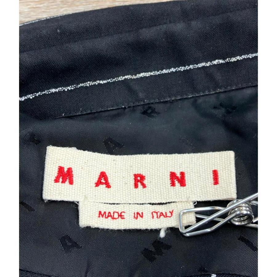 マルニ トロピカルウールシャツ ブラック×ホワイトストライプ