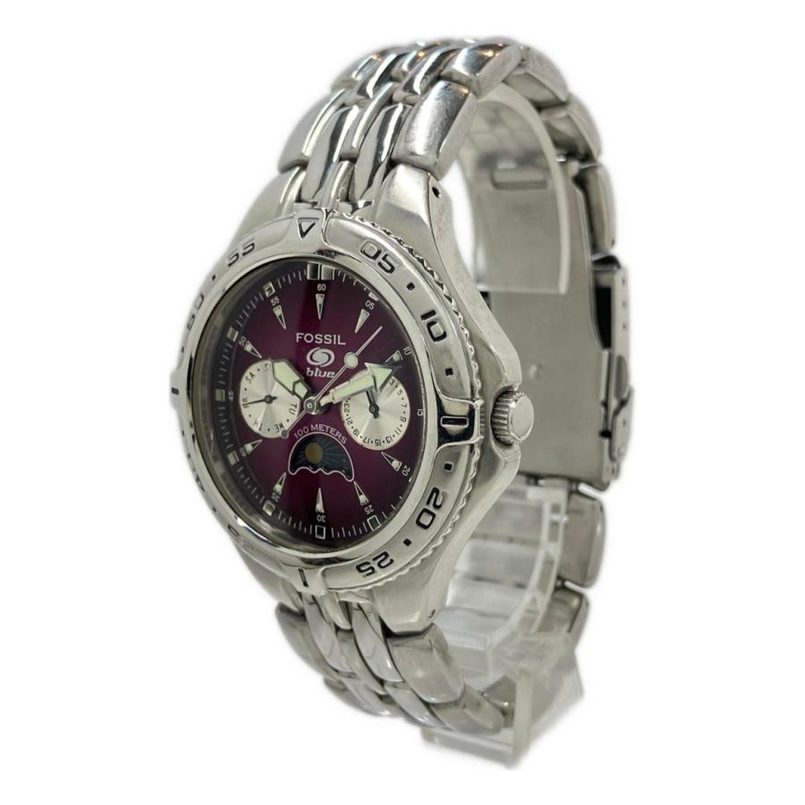 フォッシル 腕時計 クオーツ パープル BQ-9143 メンズ FOSSIL 中古