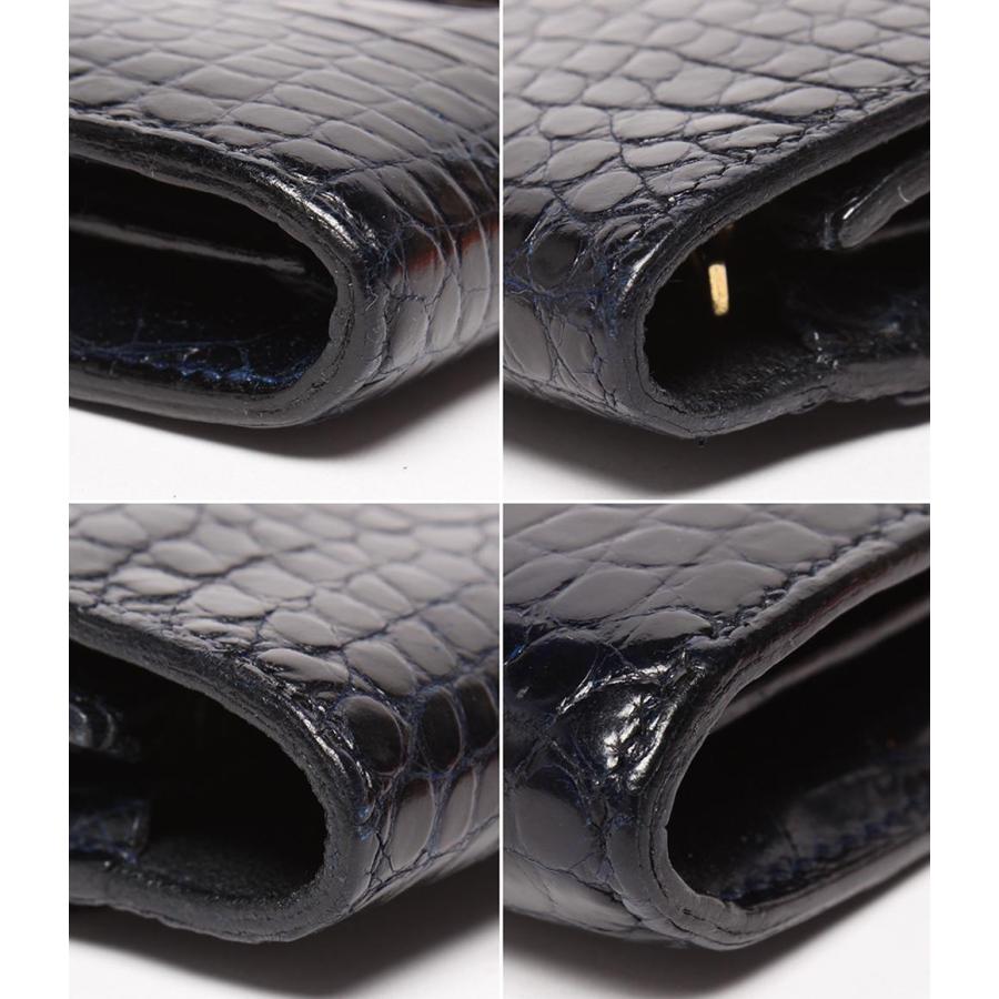 エルメス 長財布 クロコダイル アリゲーター ゴールド金具 A刻印 コン