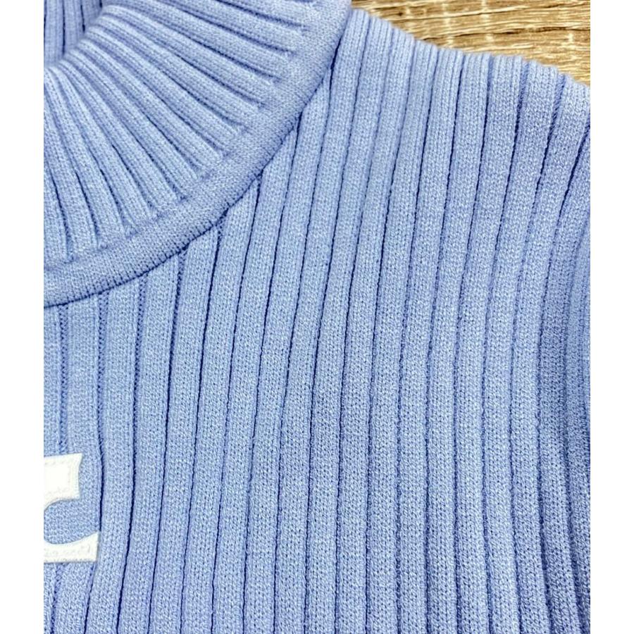 Courreges クレージュ ロゴ付き 半袖リブニット パープル XS Courreges クレージュ ロゴ付き 半袖リブニット パープル XS