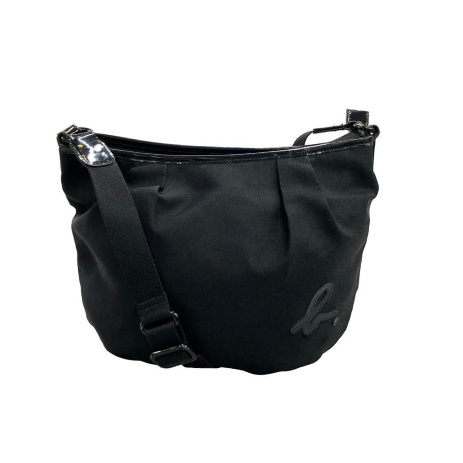 極美品】アニエスベー ショルダーバッグ エンボスロゴ レザー 黒