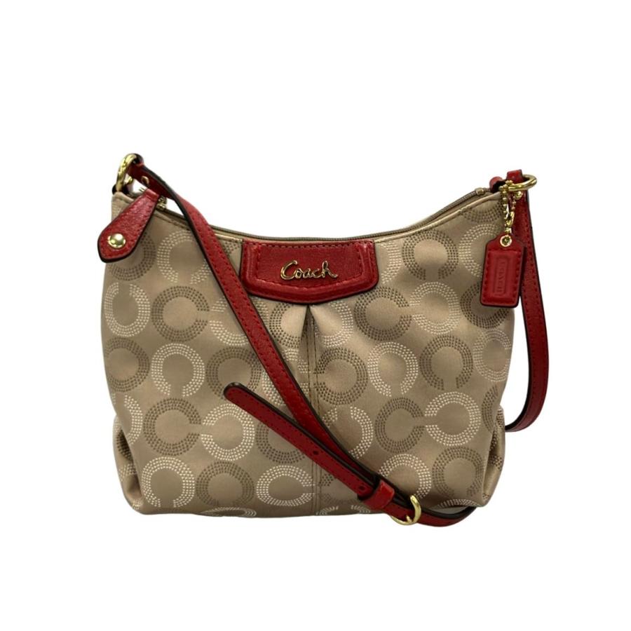 美品 コーチ ショルダーバッグ 斜め掛け オプアート レディース COACH 