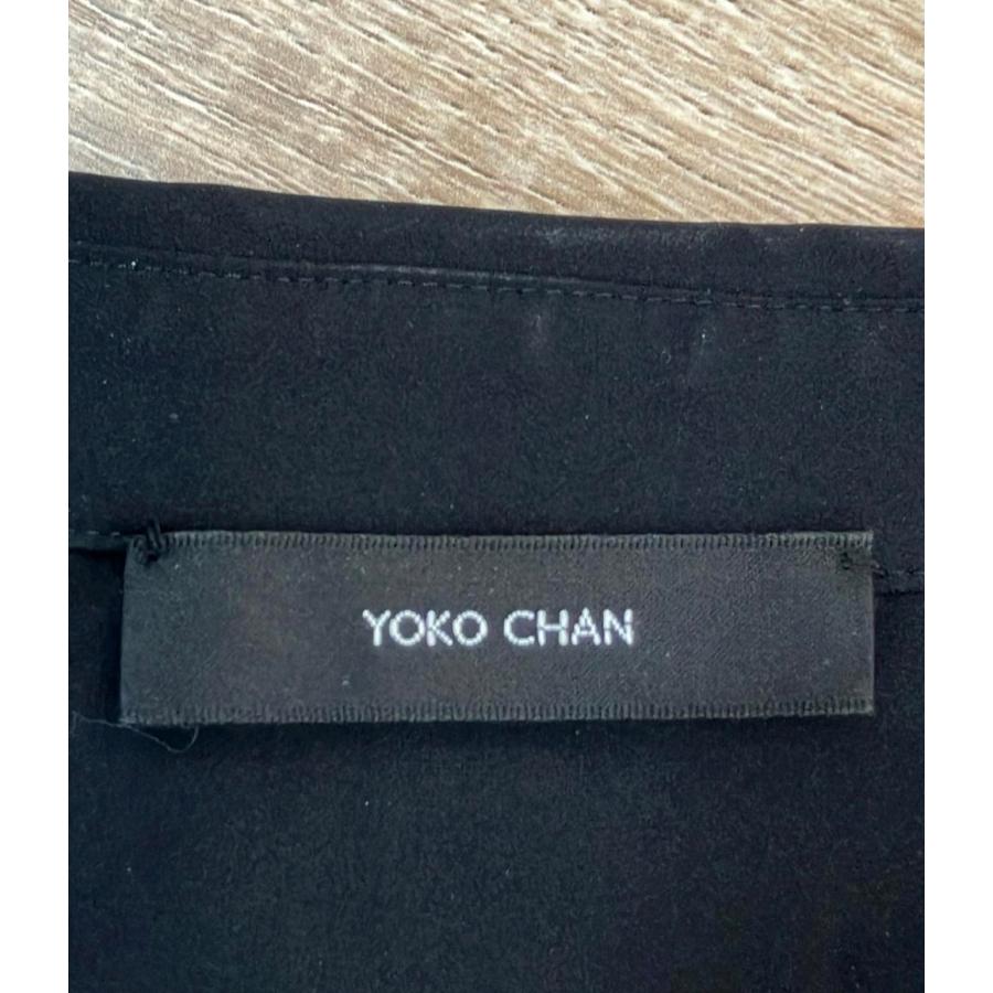 未使用品◎YOKO CHAN ヨーコチャン YCB-421-285 フェイクパール付き ラッフルスリーブ 半袖 カットソー ブラック 38 日本製 正規品 レディース 定価62,700円 YOKO CHAN 半袖シャツ ブラウス パール YCB-421-285 レディース SIZE