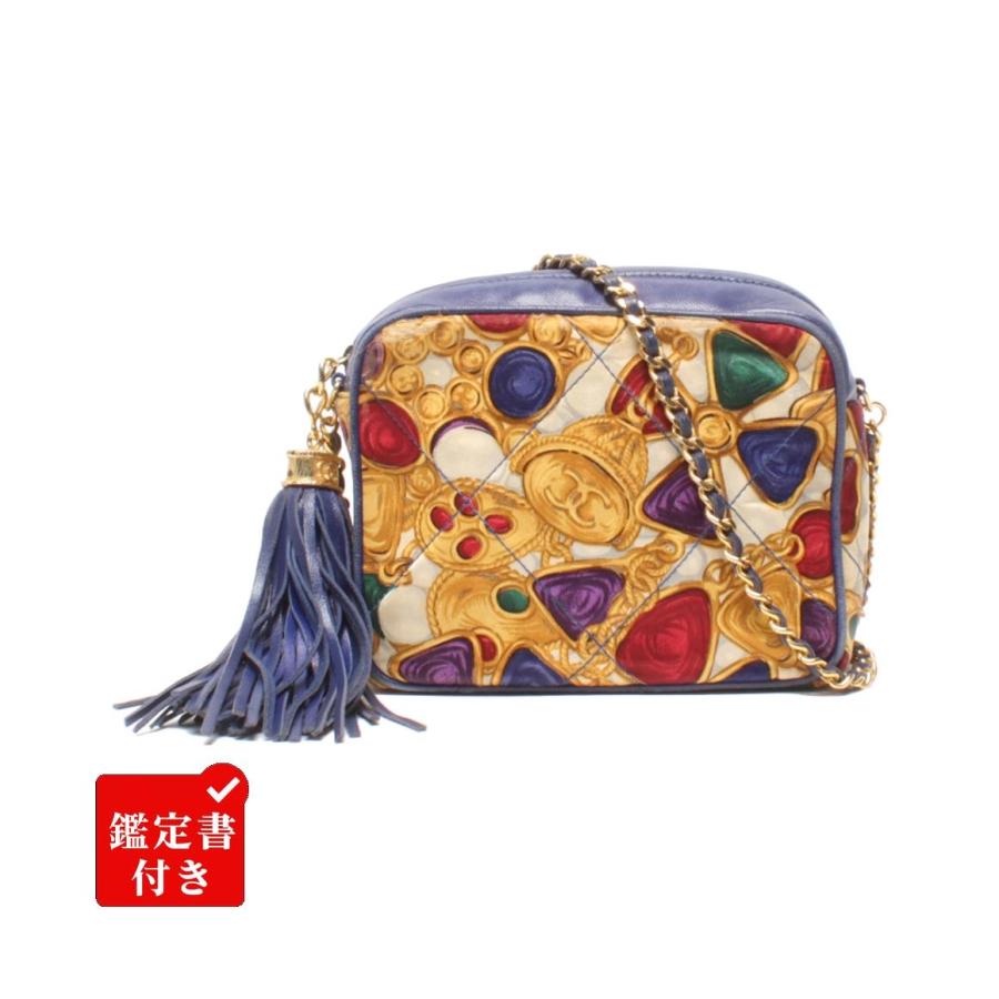 シャネル チェーンショルダーバッグ 斜め掛け ビジュー柄 タッセル サテン レディース CHANEL シャネル チェーンショルダーバッグ 斜め掛け ビジュー柄 タッセル