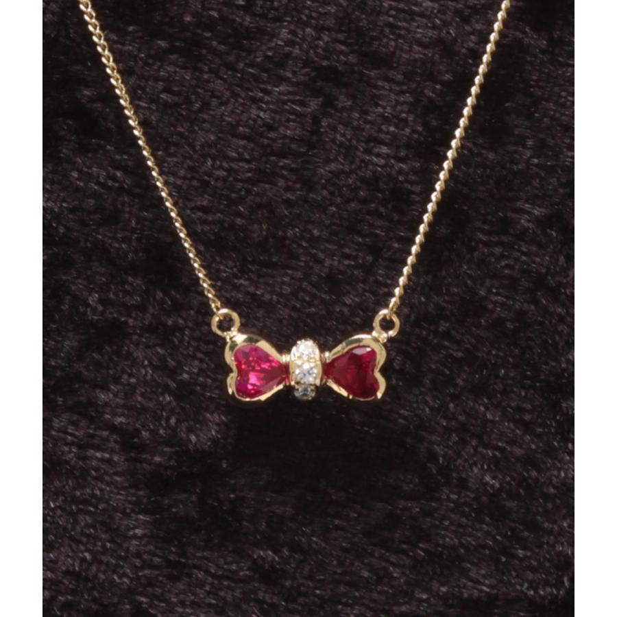 美品 ピエールカルダン ネックレス K18 ルビー リボンモチーフ  